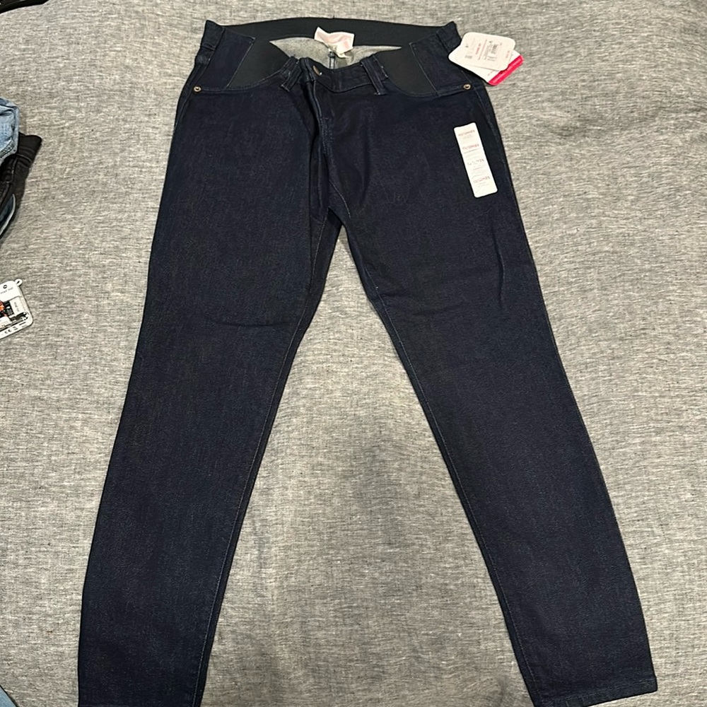Maternity jeans. Dark wash.
